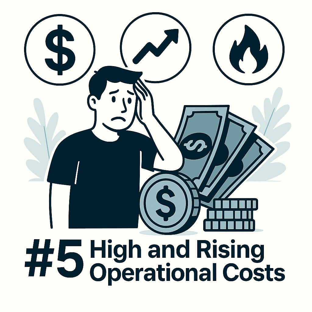 Animation showing high and rising operational costs