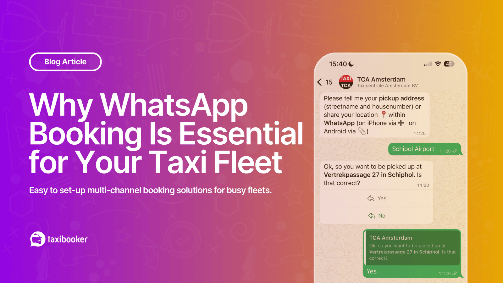 Taxi fleet automation with WhatsApp chatbot – passengers booking rides through WhatsApp while drivers and operators streamline the taxi booking process with AI tools.